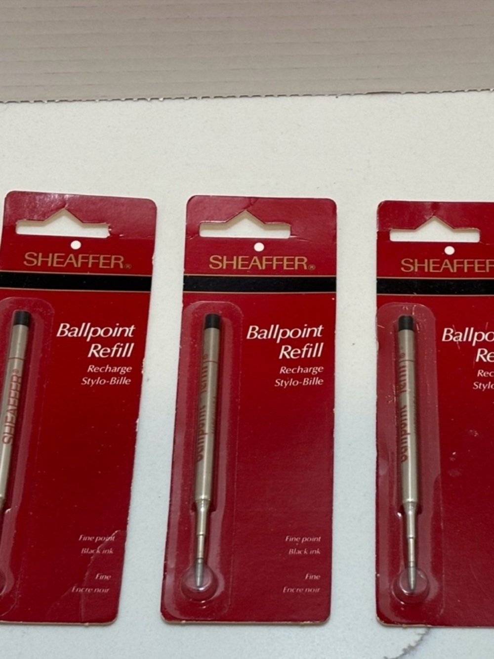 Sheaffer SEALED Ballpoint Refill Recharge Stylo-Bille Fine Black #99334 Set of 3